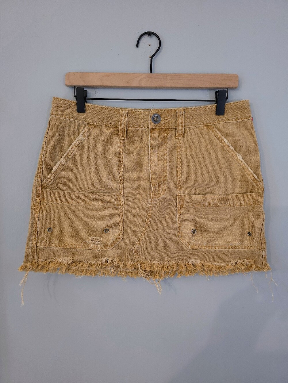 Free People Tan Cargo Canvas Relaxed Mini Skirt 100% Cotton